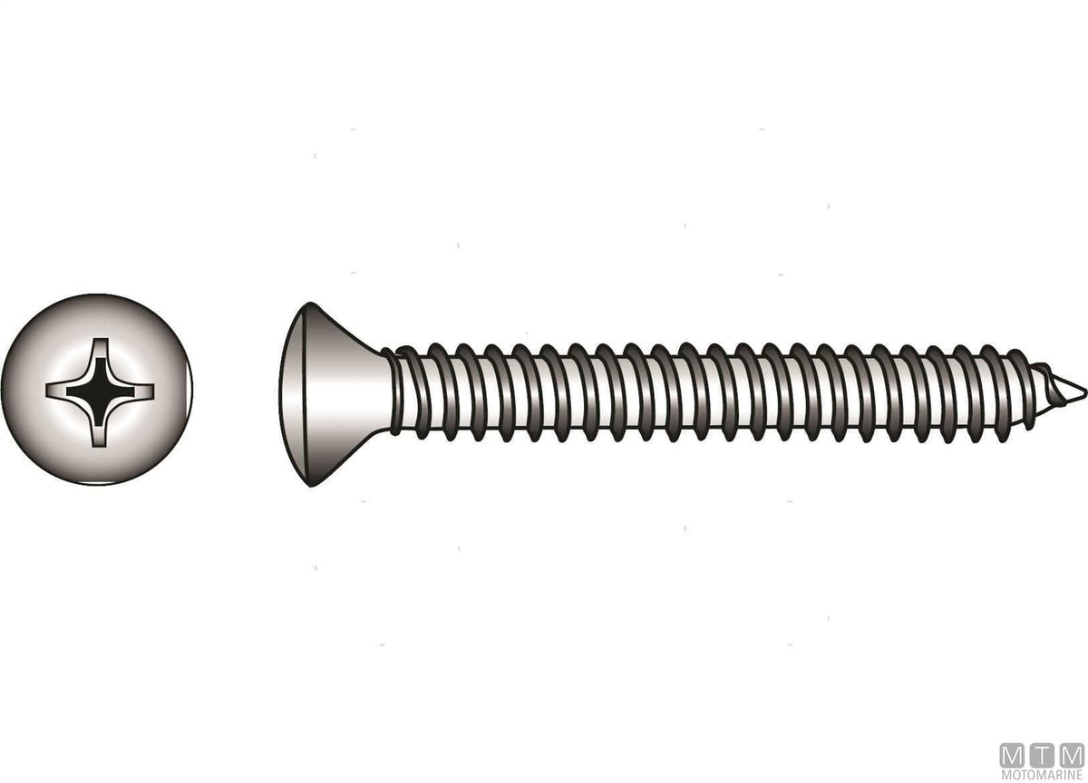 Self-tapping screws, raised countersunk head, DIN7983 stainless steel A4 Ø4.8x60 mm 8 pcs - original photo Motomarine Srl