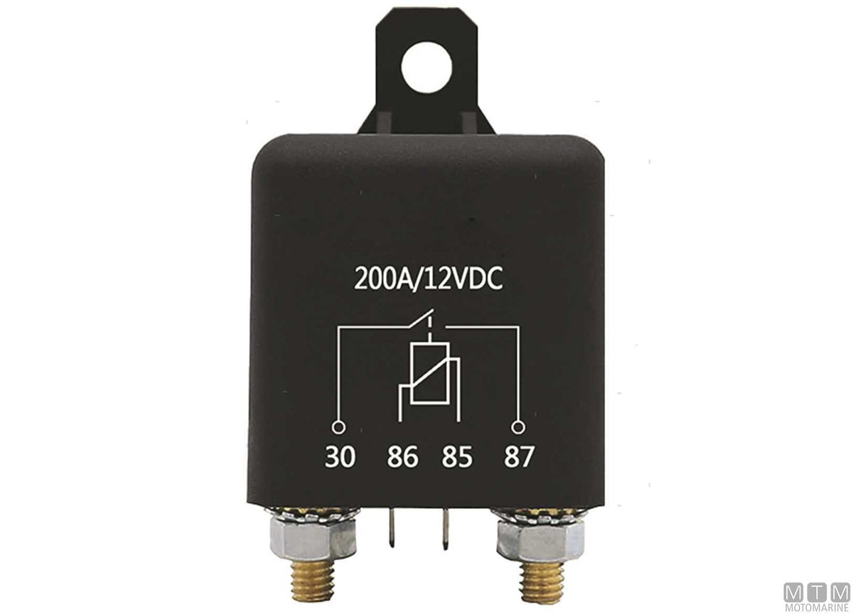 SPST relay switch, 4-pin, 12V-30A - original photo Motomarine Srl