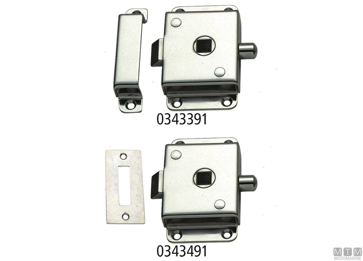 Lock with drawer-type strike and internal latch 6041, chrome-plated brass - original photo Motomarine Srl