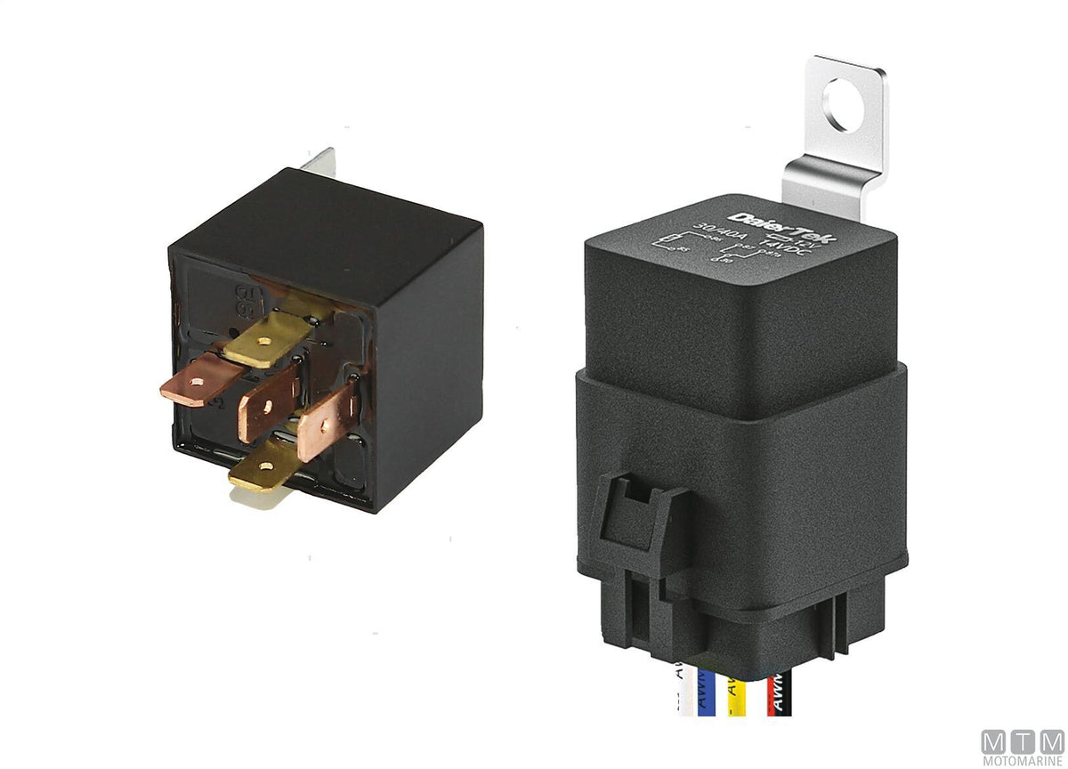 SPDT relay switch with socket, 5-pin, 12V-30A - original photo Motomarine Srl