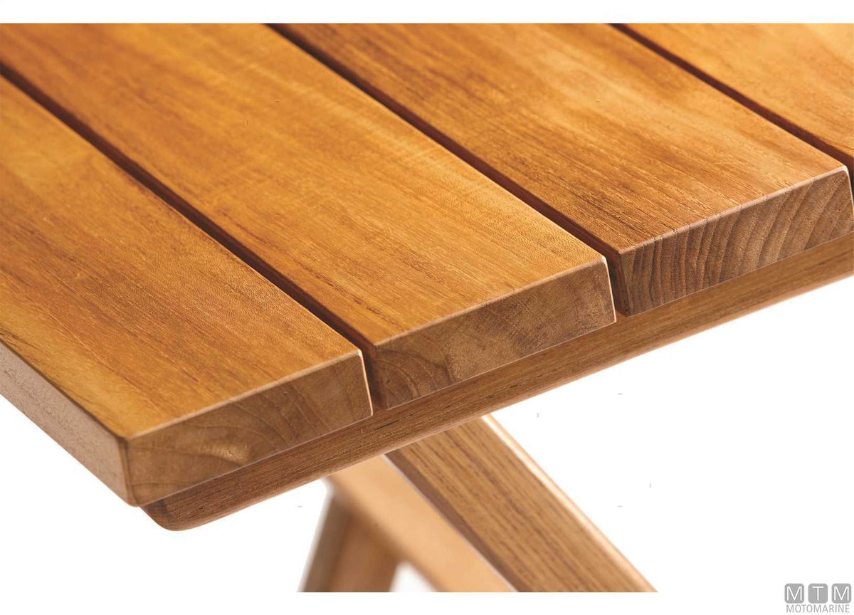MB adjustable table in teak 120x40/80 cm H 75/60 cm - original photo Motomarine Srl