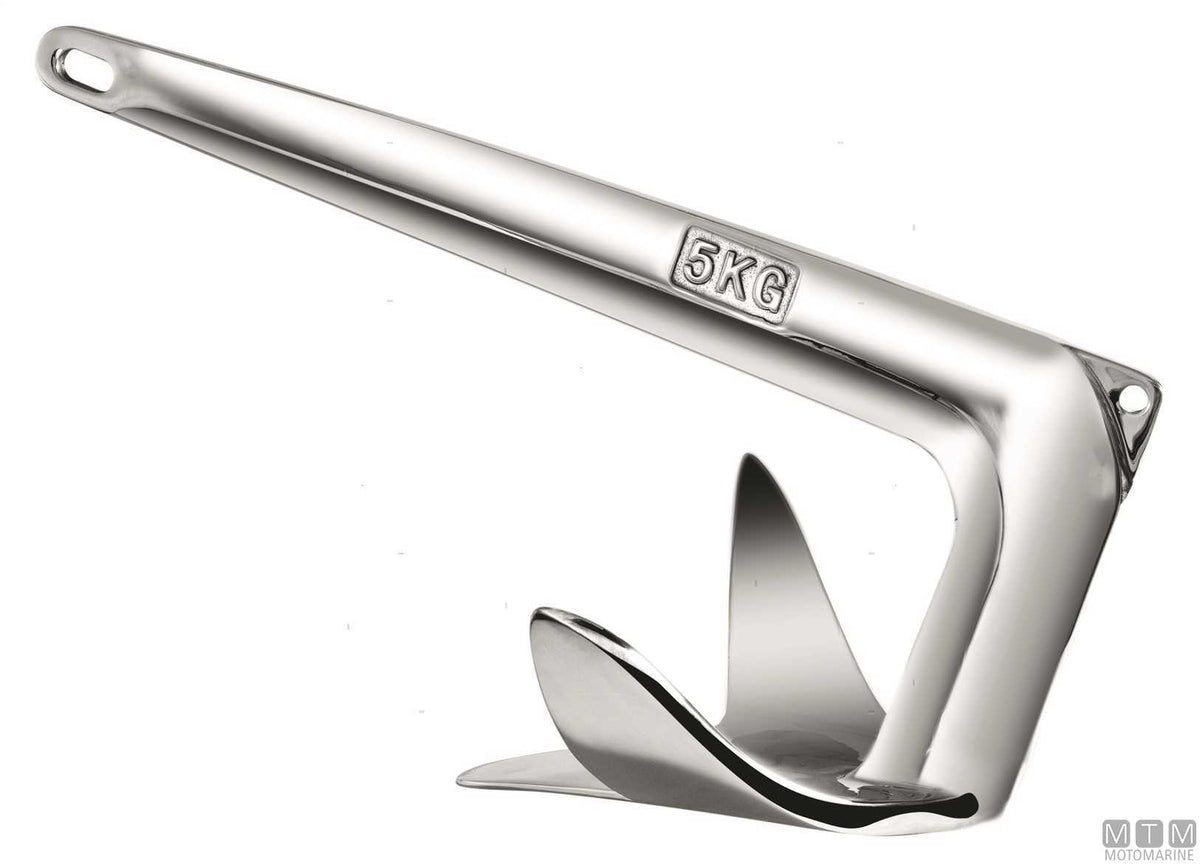 3-Wing anchor 30 kg stainless steel 316 - original photo Motomarine Srl
