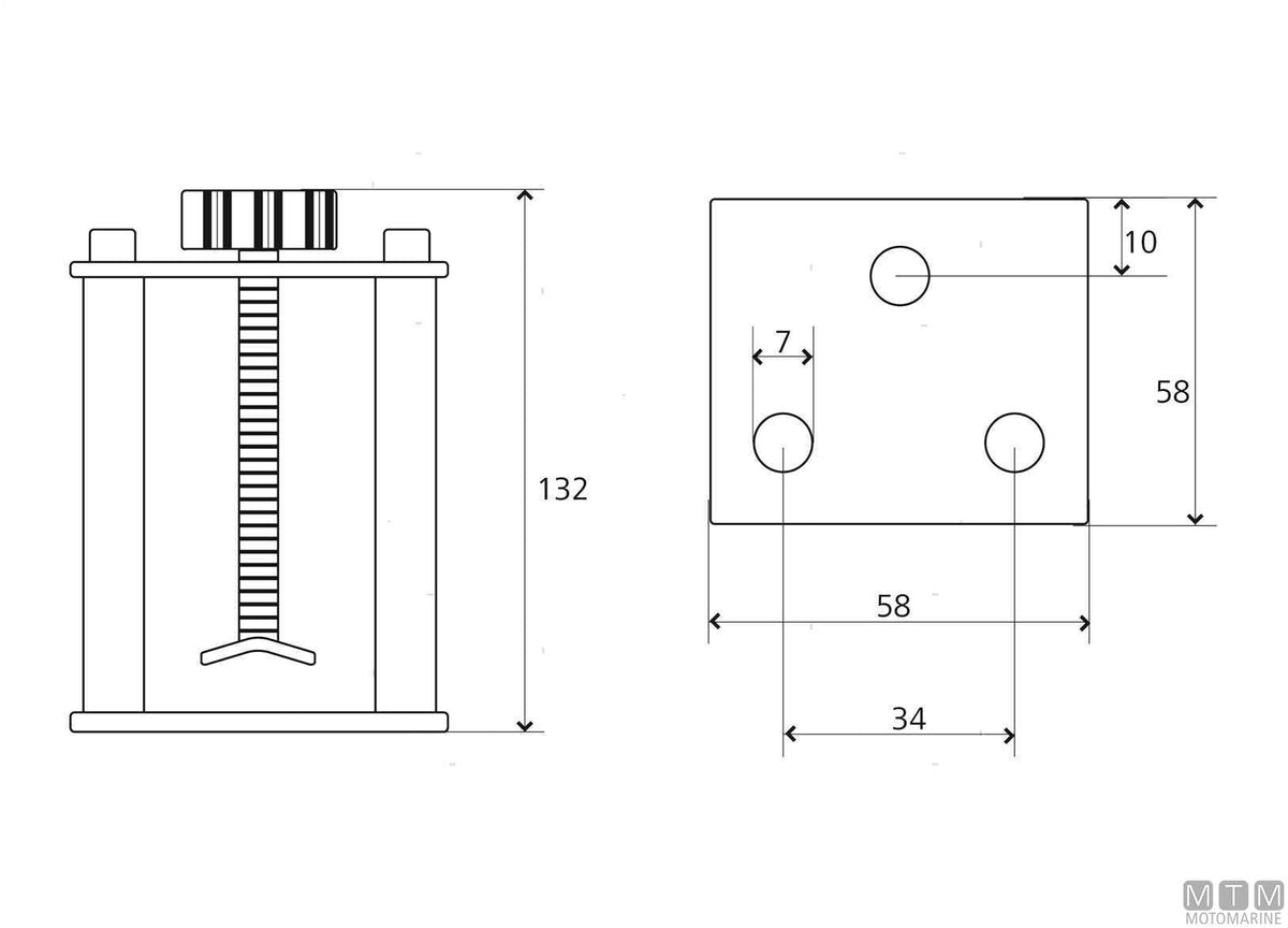 Classic tilting chain bow roller 400 mm, stainless steel 316 - original photo Motomarine Srl