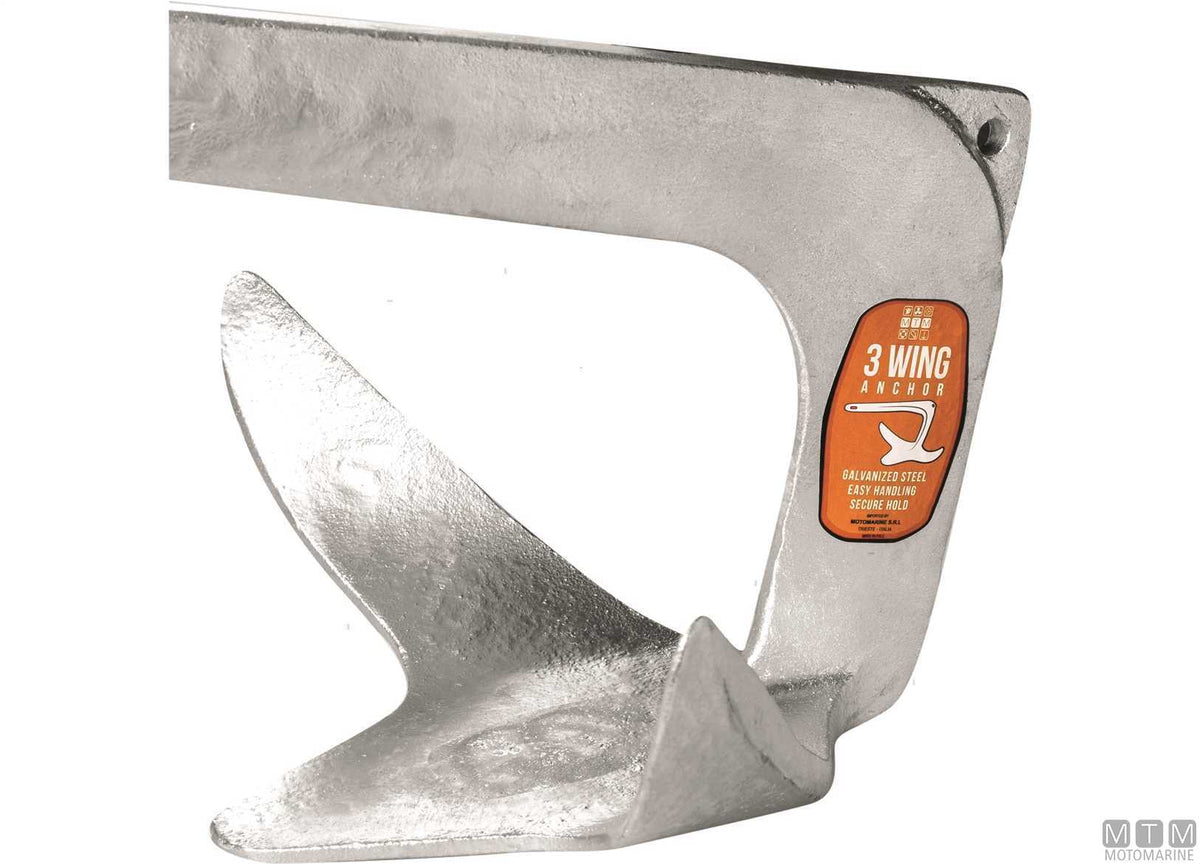 3-wing anchor 15 kg hot-dip galvanized steel - original photo Motomarine Srl