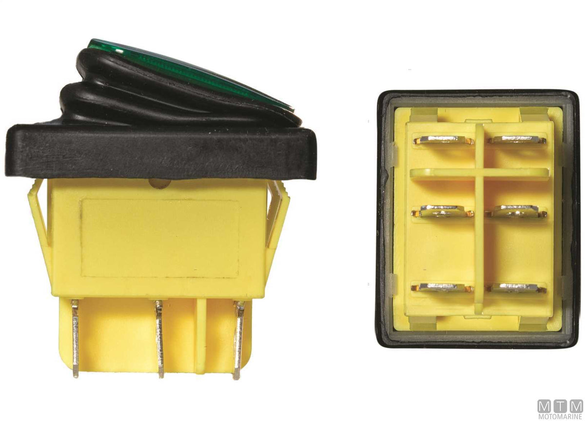 Green ON-OFF rocker switch 20 A 4 terminals - original photo Motomarine Srl