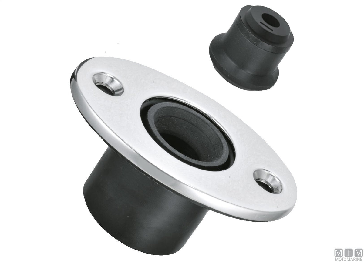 Flush snap-in push stop Ø28 mm h26 mm stainless steel frame - original photo Motomarine Srl