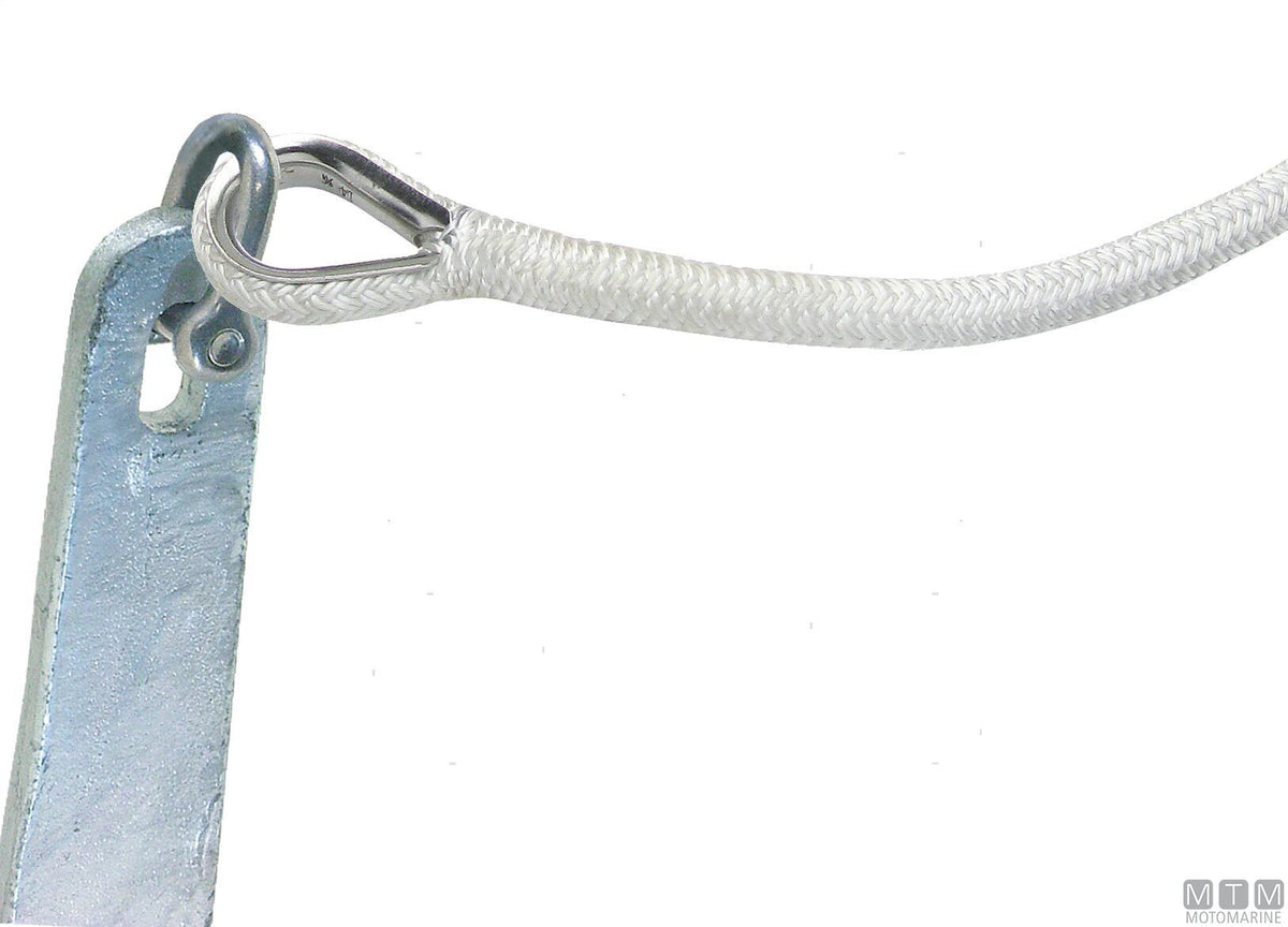 16-strand white mooring braid with stainless steel thimble Ø10 mm 6 m - original photo Motomarine Srl