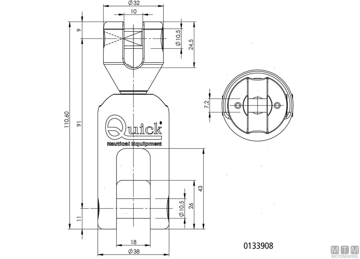 Olimpic anchor connector for Ø10 mm chain, stainless steel 316 - original photo Motomarine Srl