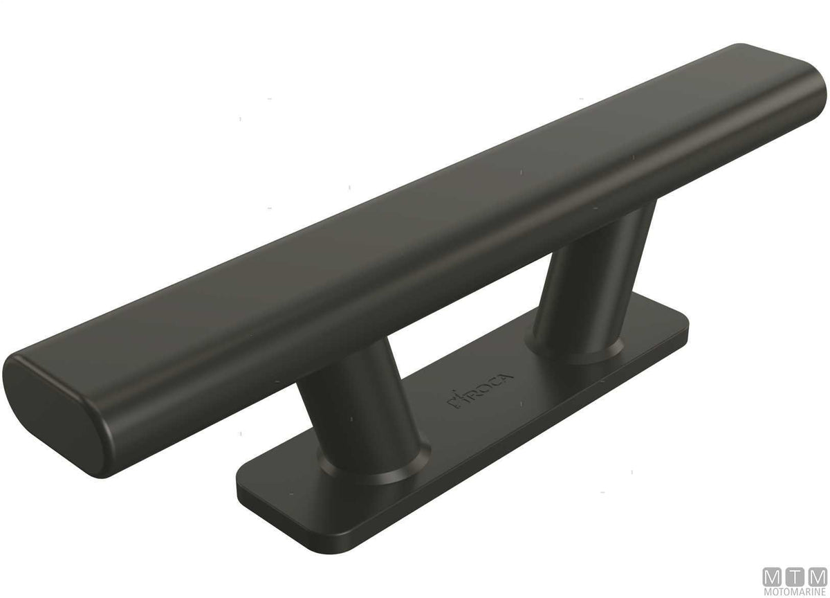 Square Roca cleat black in AISI 316 stainless steel, 205 mm - original photo Motomarine Srl