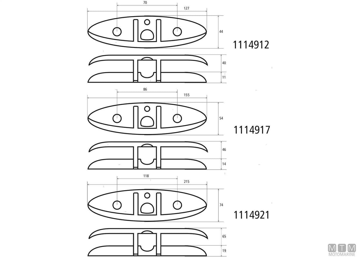 Folding cleat 220 mm in stainless steel 316 - original photo Motomarine Srl