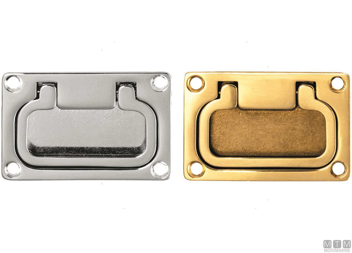 Recessed handle 92x63 mm in polished brass - original photo Motomarine Srl
