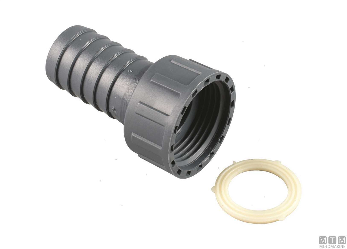 Hose barb with female union nut 3/8 x 10 mm, glass-reinforced polypropylene - original photo Motomarine Srl