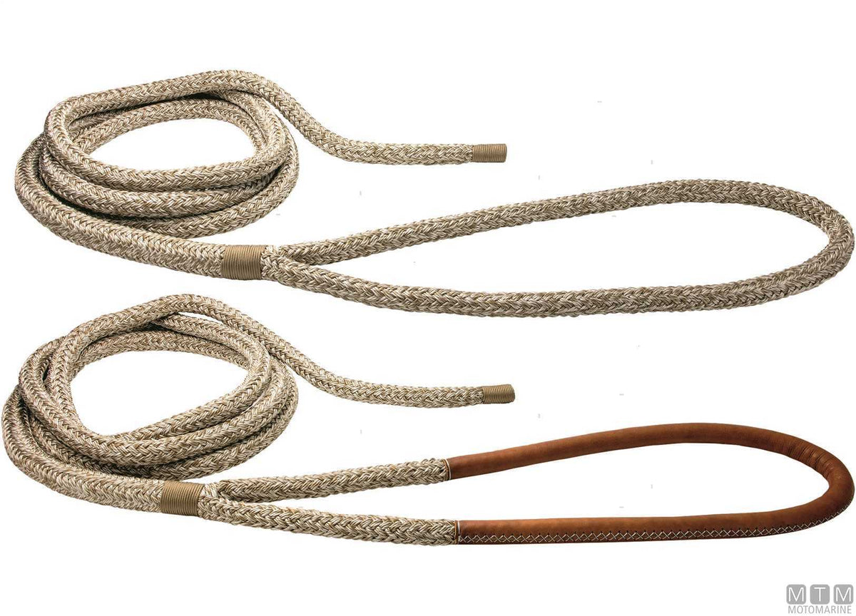 Beige braided mooring line with eye splice, 75 cm, Ø24 mm, 20 m - original photo Motomarine Srl