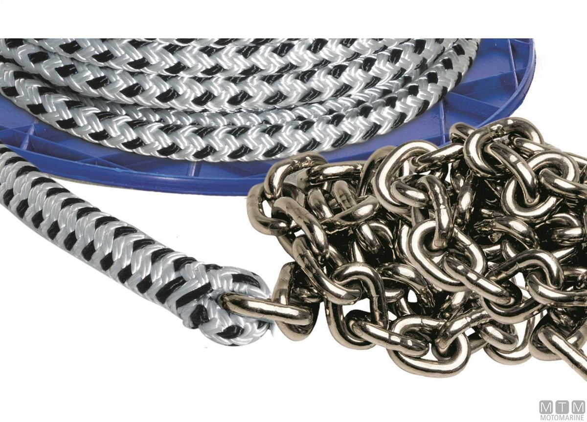 Polyester braid Ø14.2 mm 50 m + stainless steel chain Ø8 mm 7.5 m - original photo Motomarine Srl