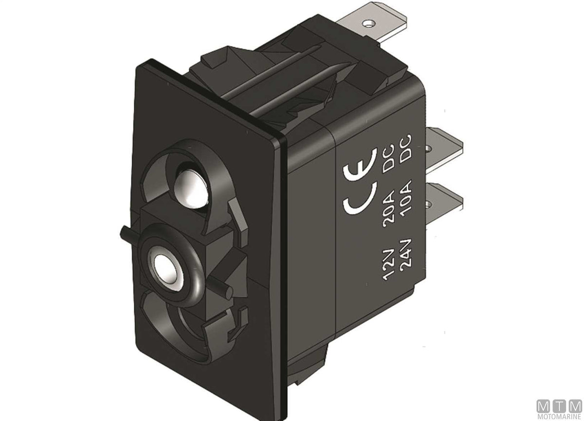 Switch ON-OFF 1 white LED 5 terminals - original photo Motomarine Srl