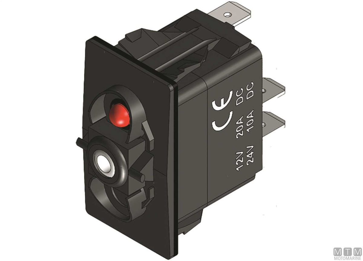 Switch ON-OFF 1 white LED 5 terminals - original photo Motomarine Srl