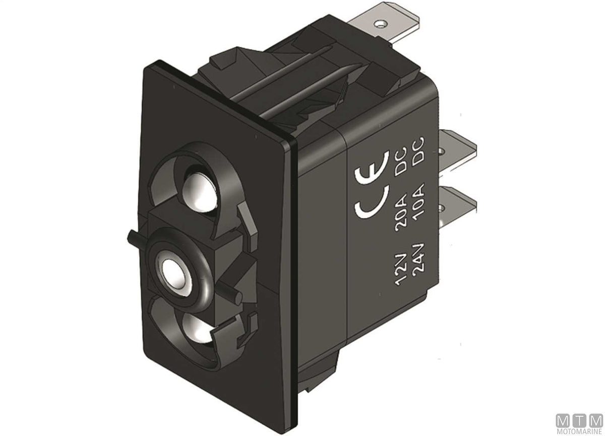 Switch ON-OFF 2 white LEDs 6 terminals - original photo Motomarine Srl