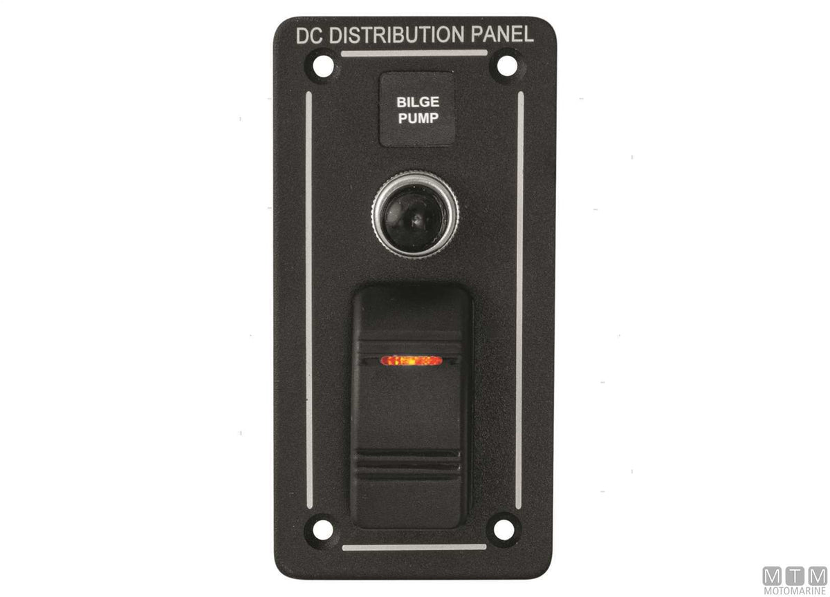 Black aluminium panel with 4-position rocker switches - original photo Motomarine Srl