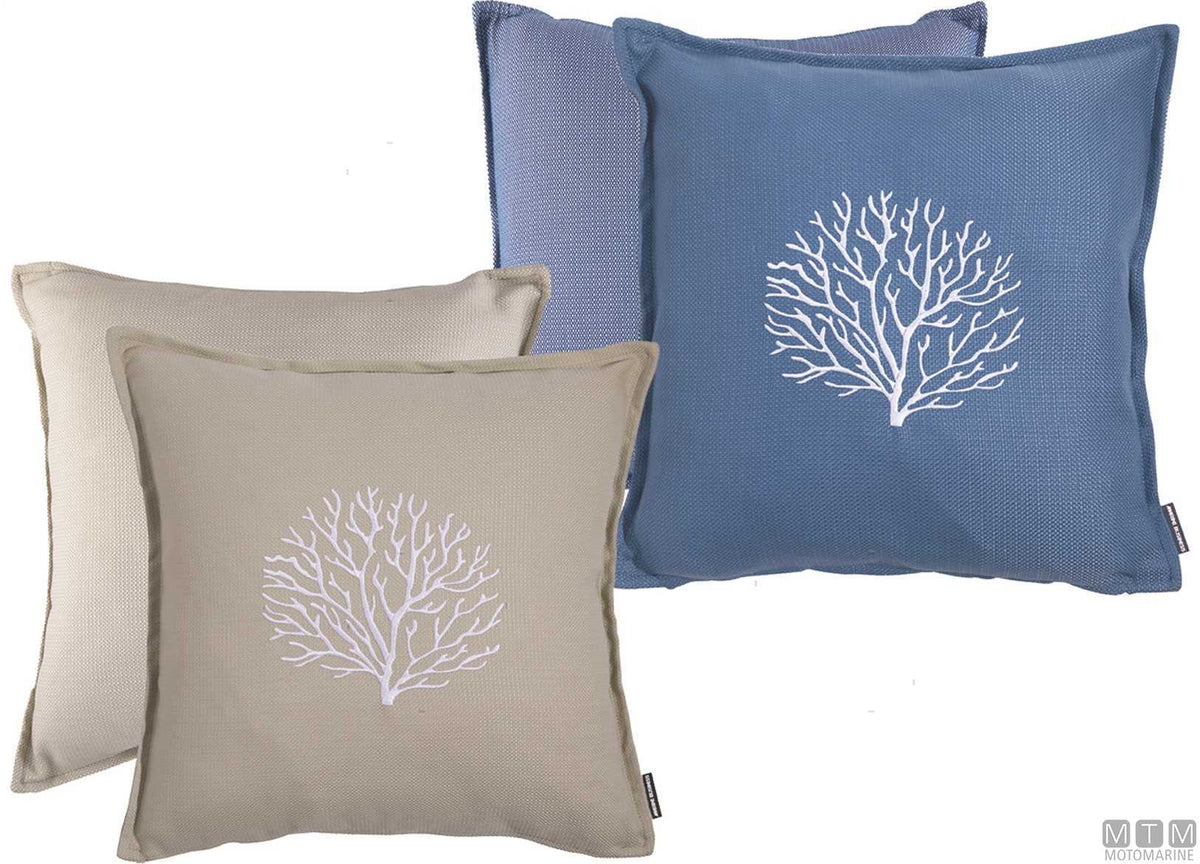 MB Aruba embroidered waterproof cushions set of 2, 45x45 sand - original photo Motomarine Srl