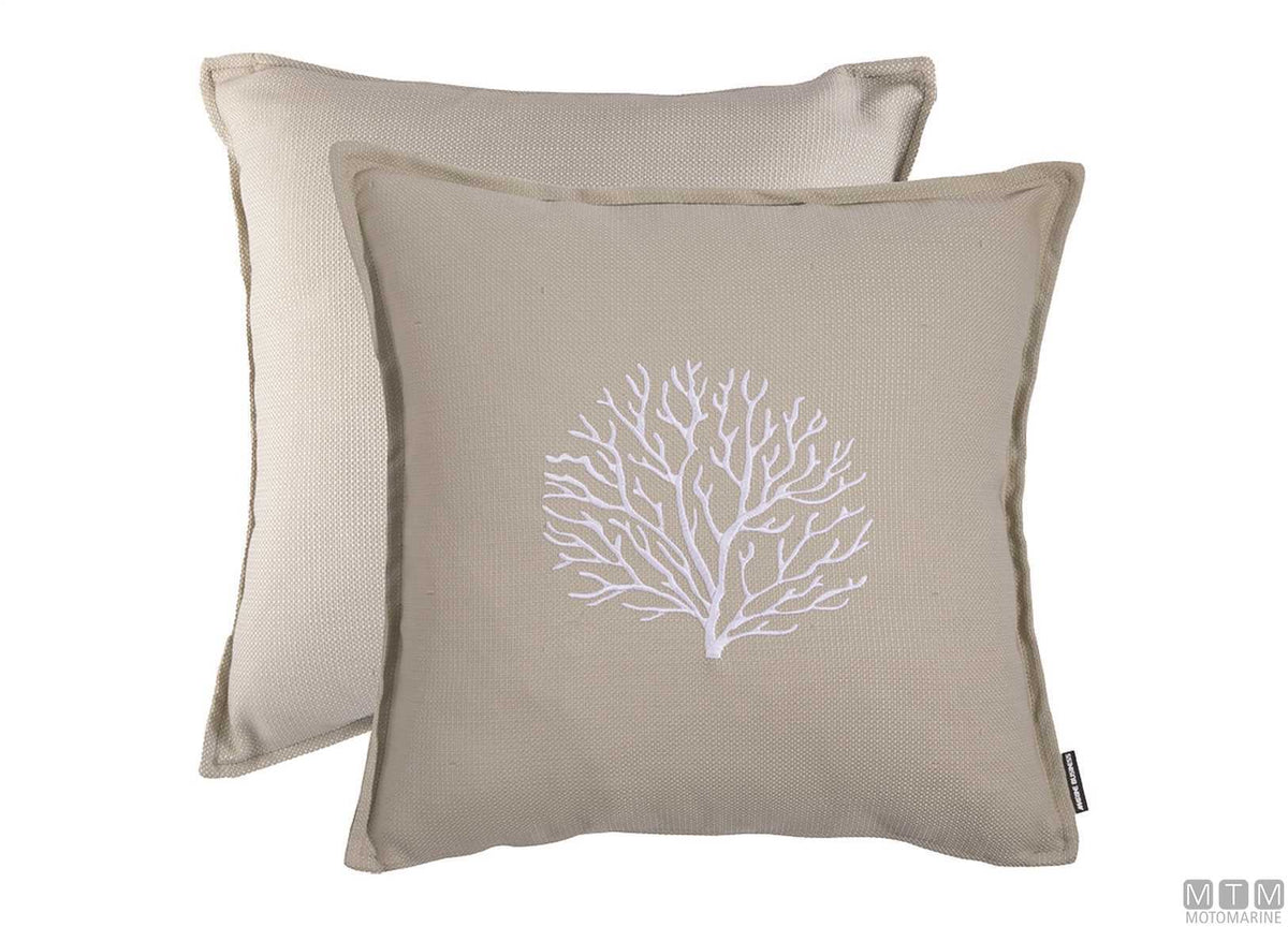 MB Aruba embroidered waterproof cushions set of 2, 45x45 sand - original photo Motomarine Srl