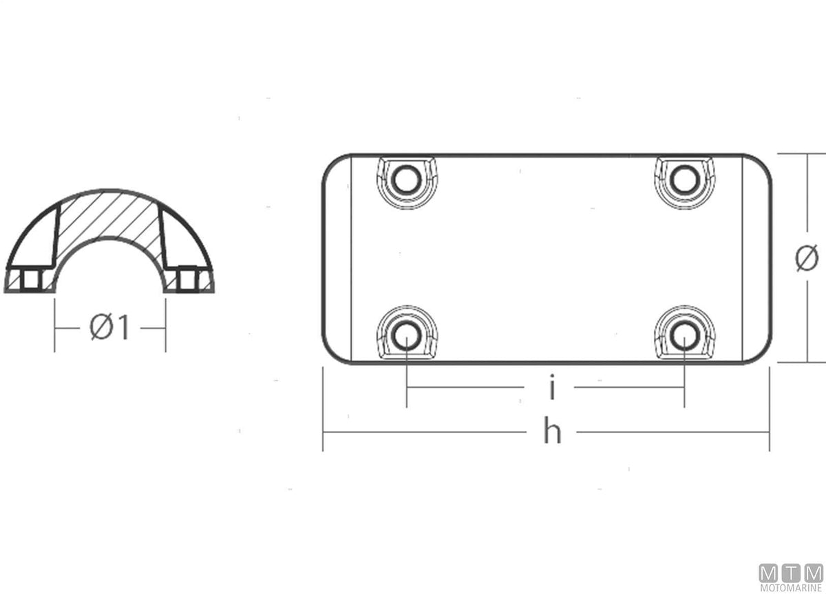 Aluminium anode for Sleipner SR bow thruster - original photo Motomarine Srl