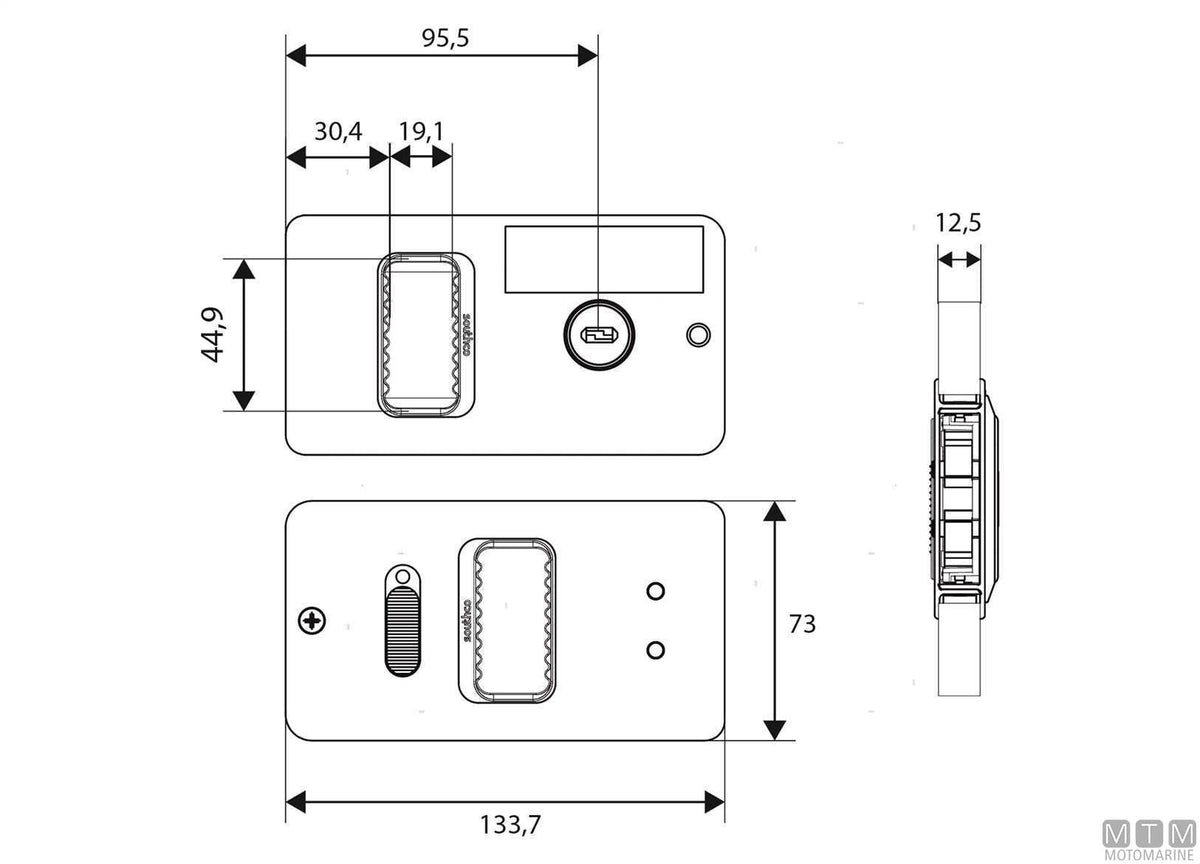 Mobella Flush-Entry satin flush lock, for sliding doors - original photo Motomarine Srl