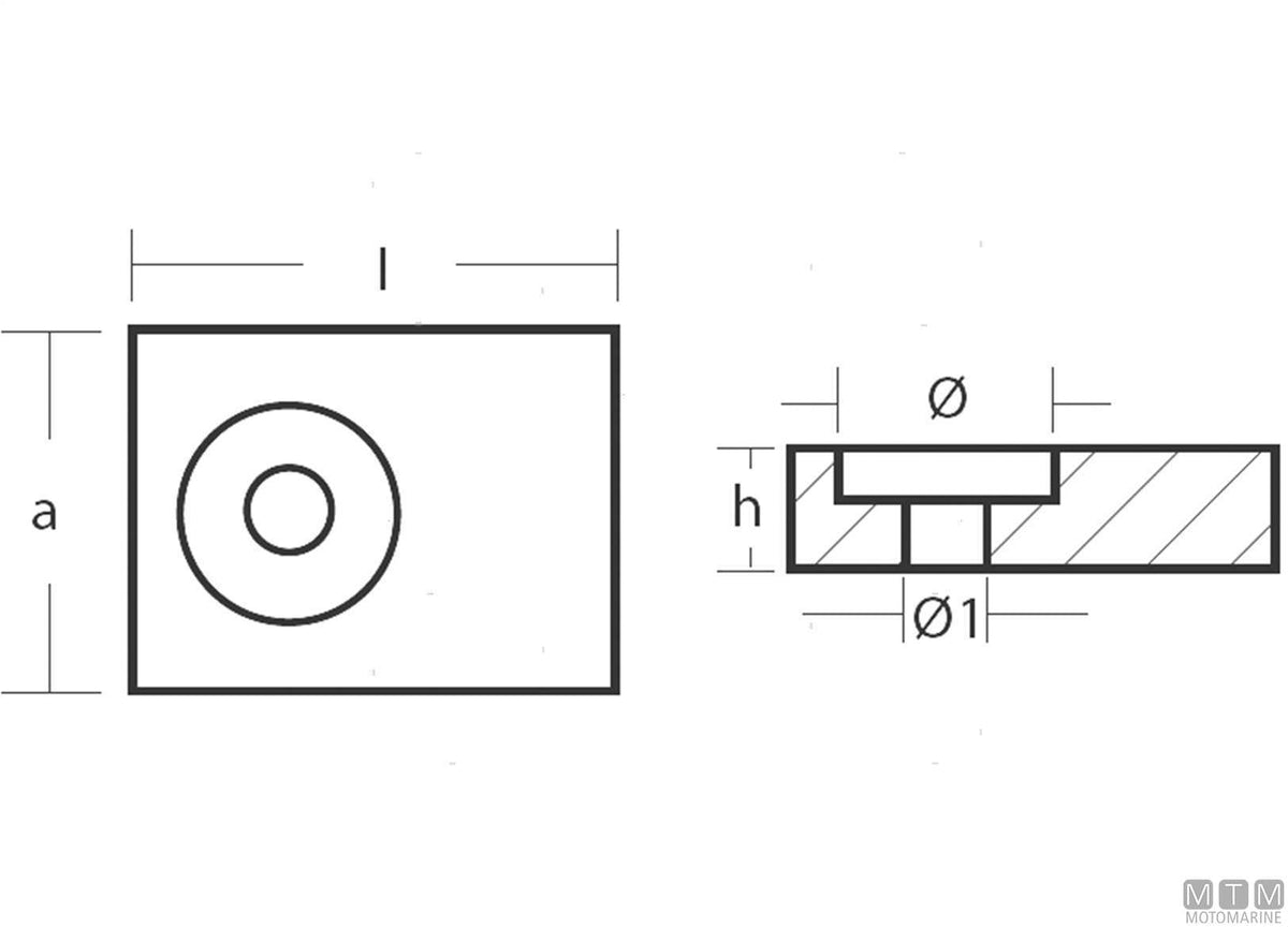 Plate anode for Suzuki 25-115 HP in aluminium - original photo Motomarine Srl