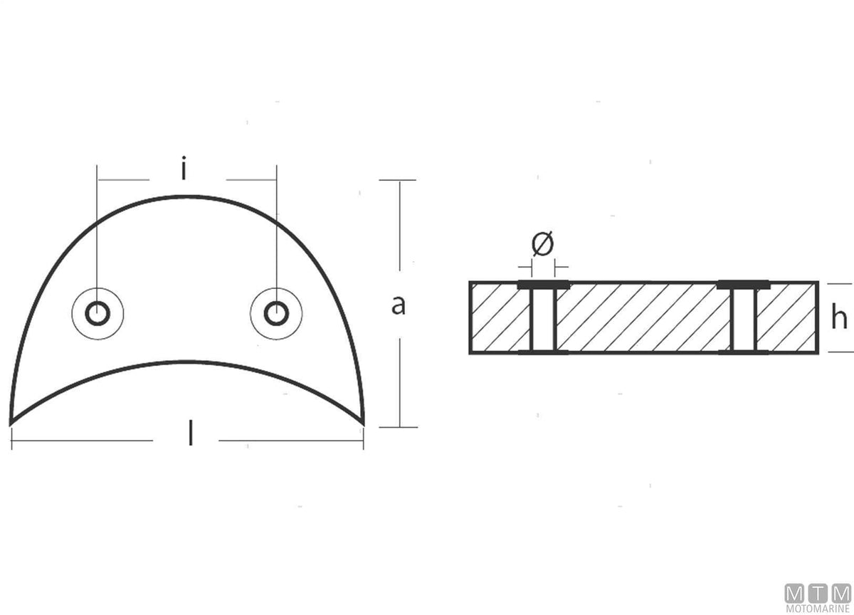 1/2 collar anode John/Evin V4/V6 in zinc - original photo Motomarine Srl