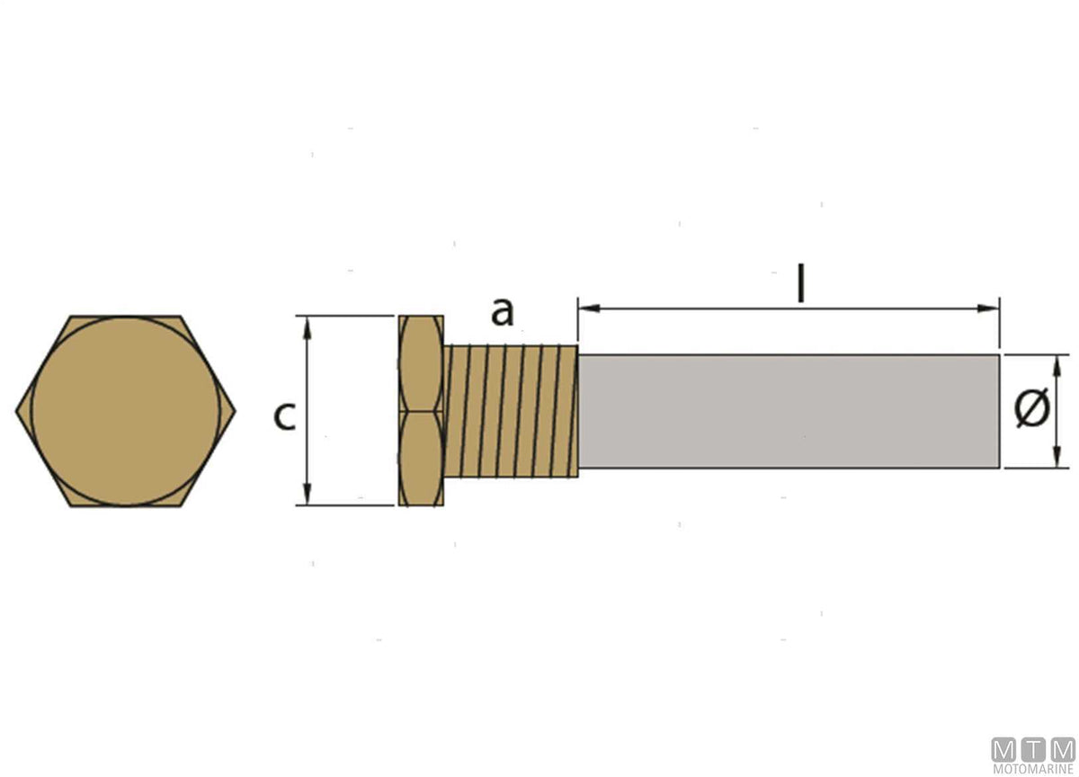 Yanmar LH bar anode 50 mm, zinc - original photo Motomarine Srl