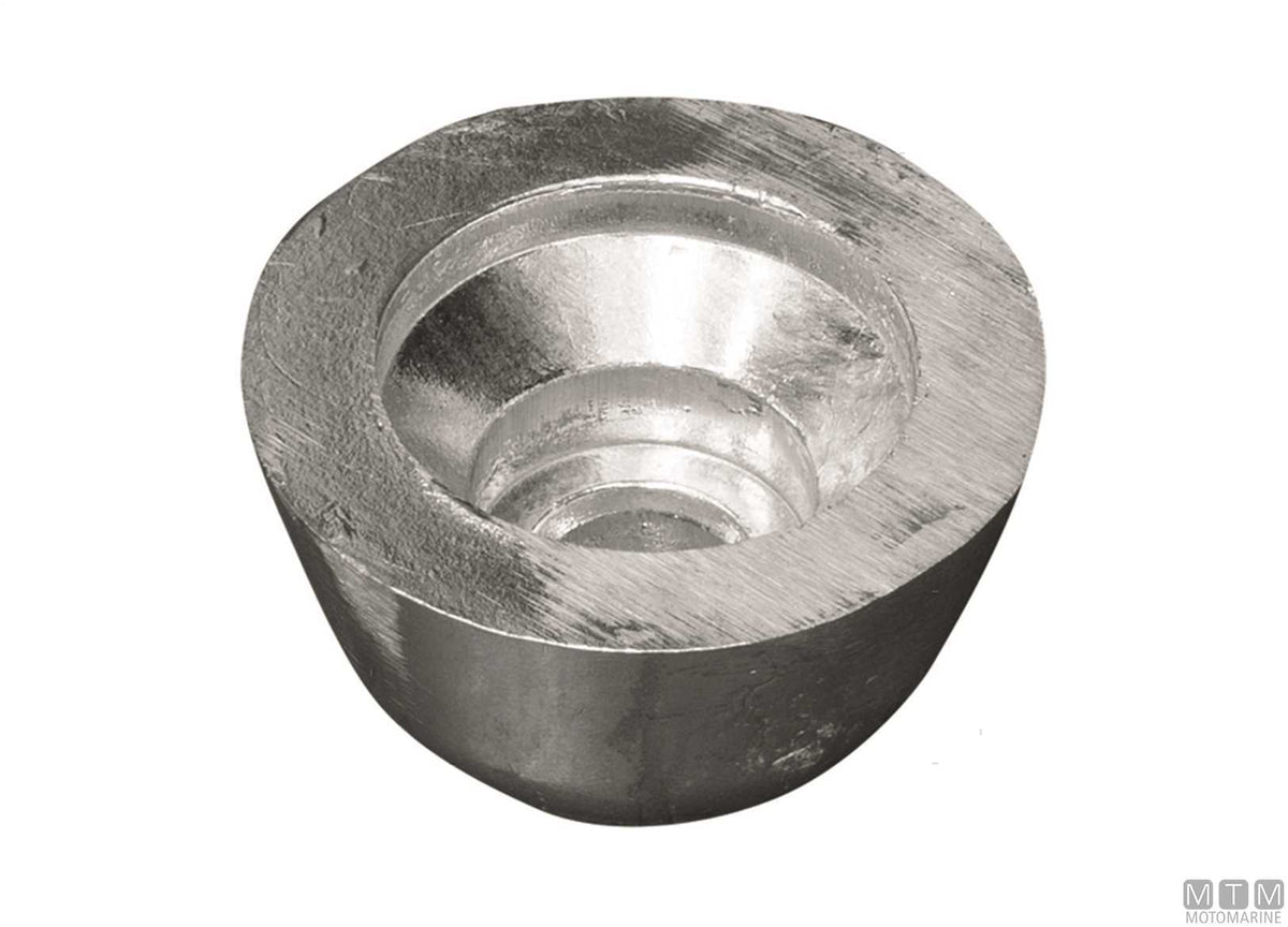 Ogive anode with stainless steel insert BCS Ø68 mm in zinc - original photo Motomarine Srl