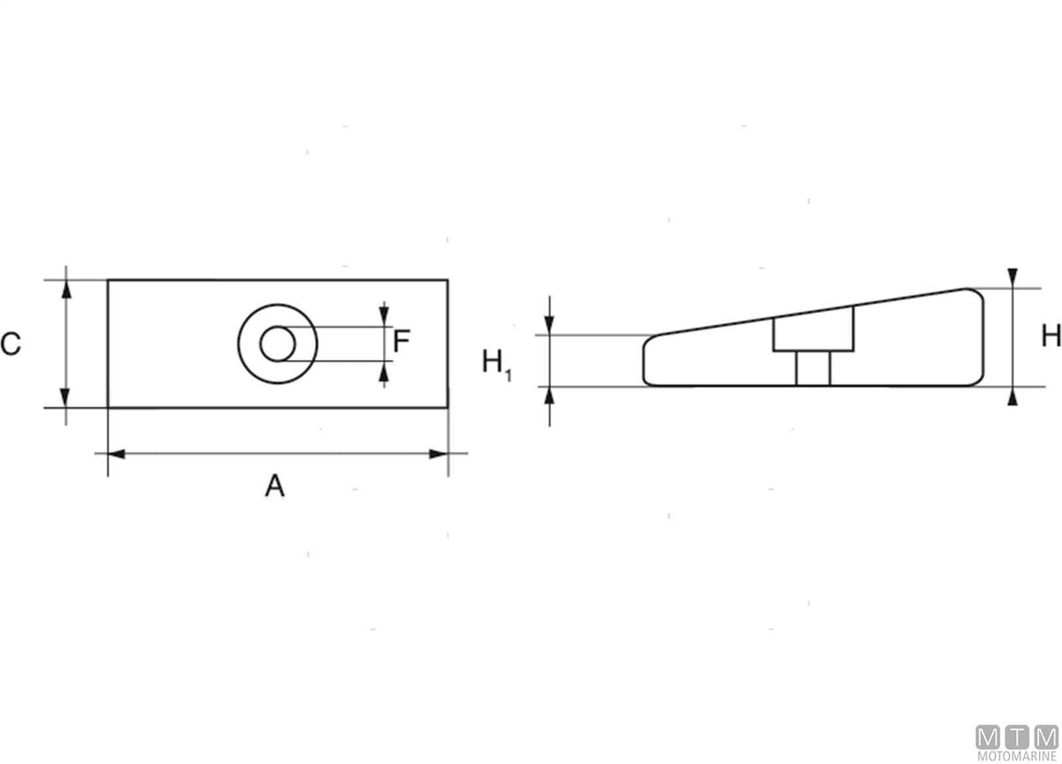 Small plate anode for Mercury Optimax leg, zinc - original photo Motomarine Srl