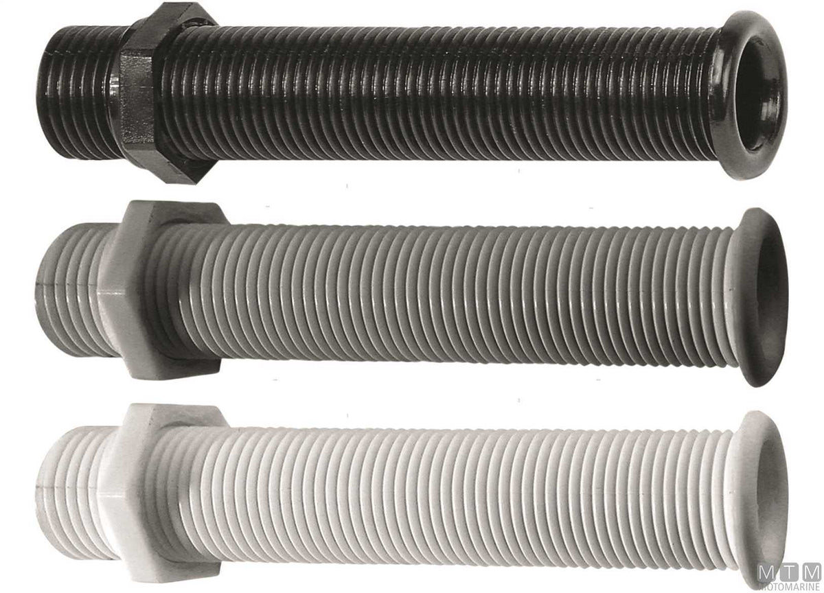 White long through-hull fitting for Ø22.7 mm plugs - original photo Motomarine Srl