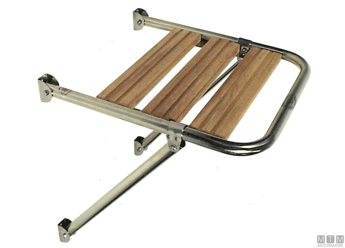 Engine bracket with brackets for swim platform, stainless steel and wood - original photo Motomarine Srl