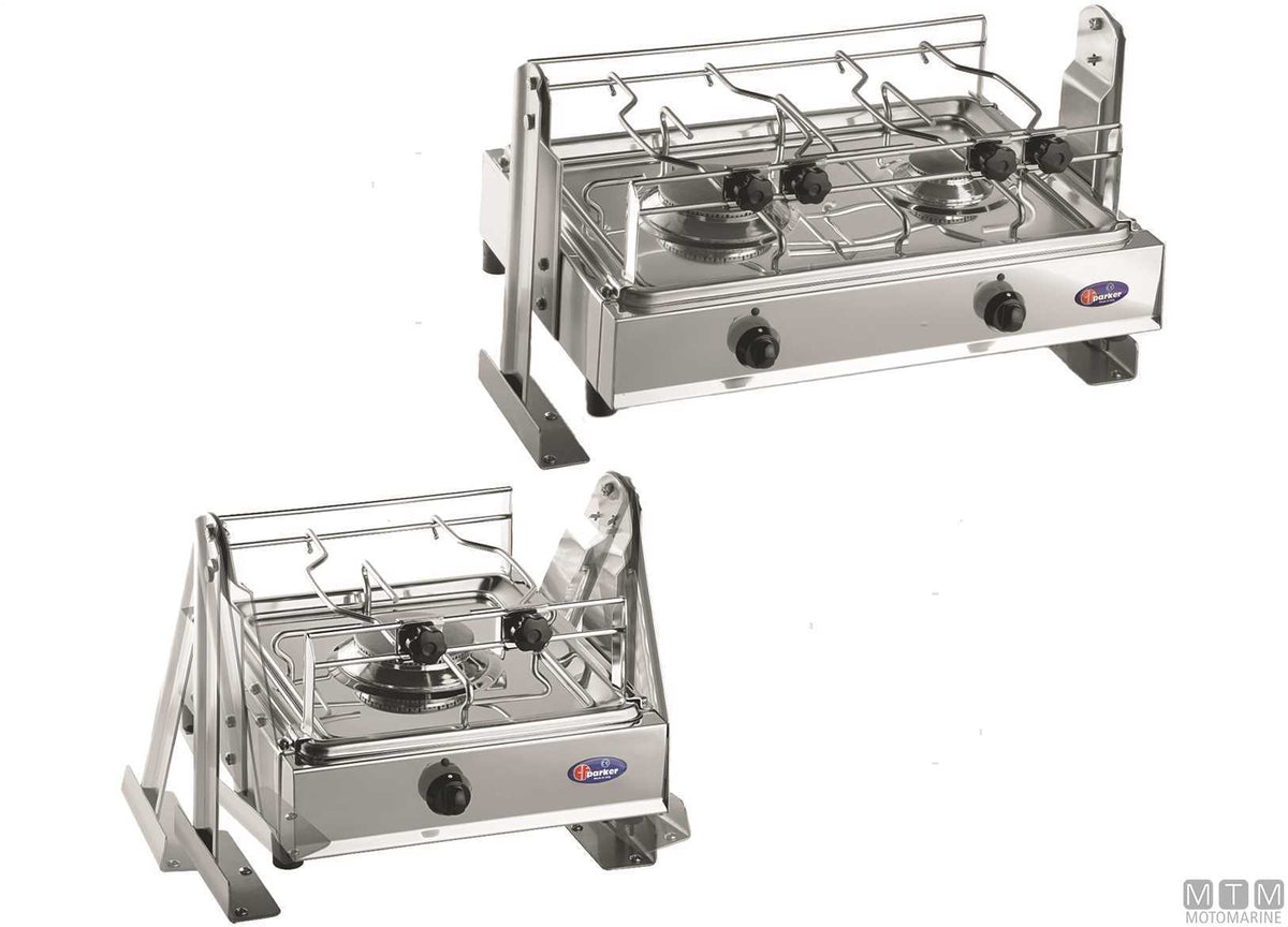 2-burner gas stove with gimbal Parker stainless steel 18/8 - original photo Motomarine Srl