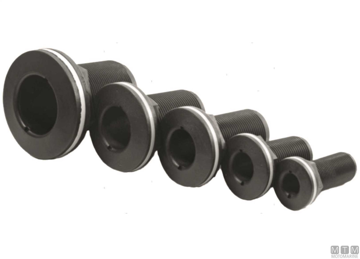 Trudesign black threaded through-hull fitting 1"1/4 - original photo Motomarine Srl