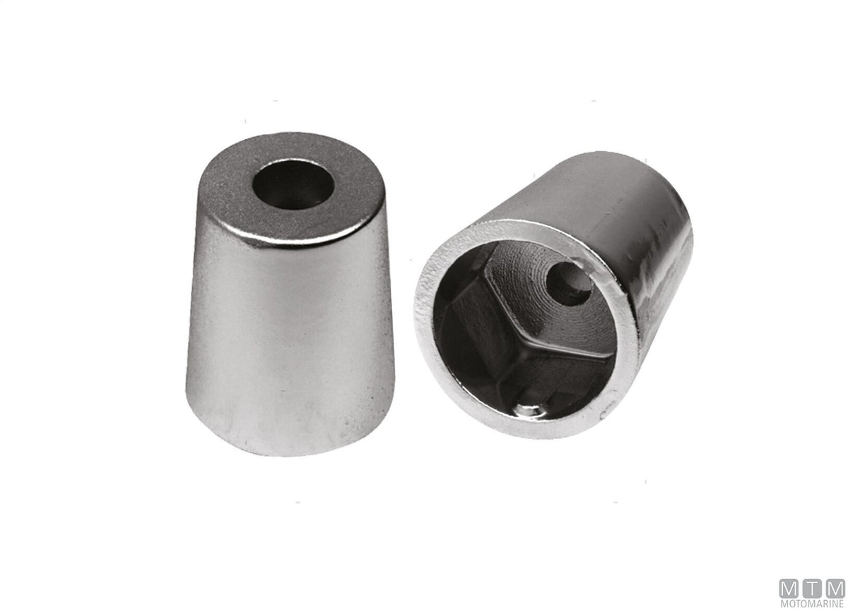 Aluminium nose cone anode with hexagonal fitting Ø60 mm - original photo Motomarine Srl