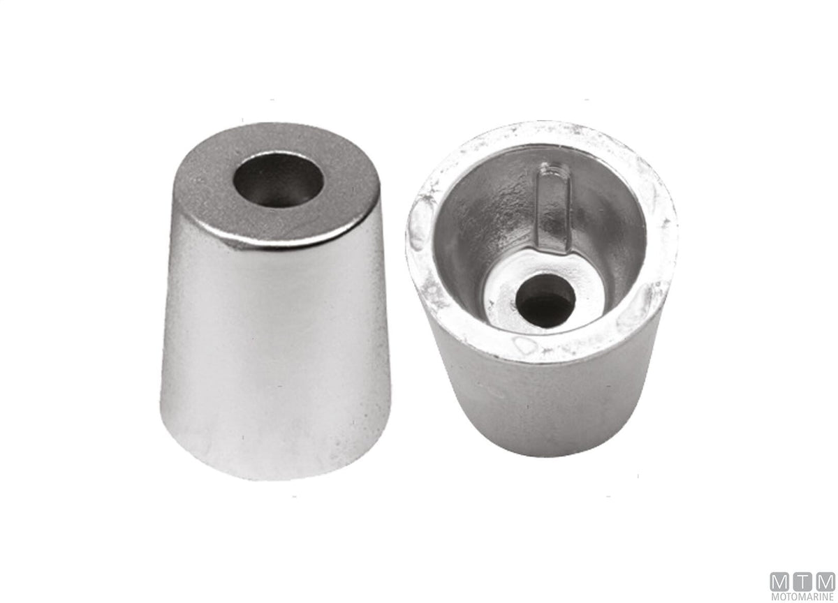 Aluminium nose cone anode with conical fitting Ø40 mm - original photo Motomarine Srl