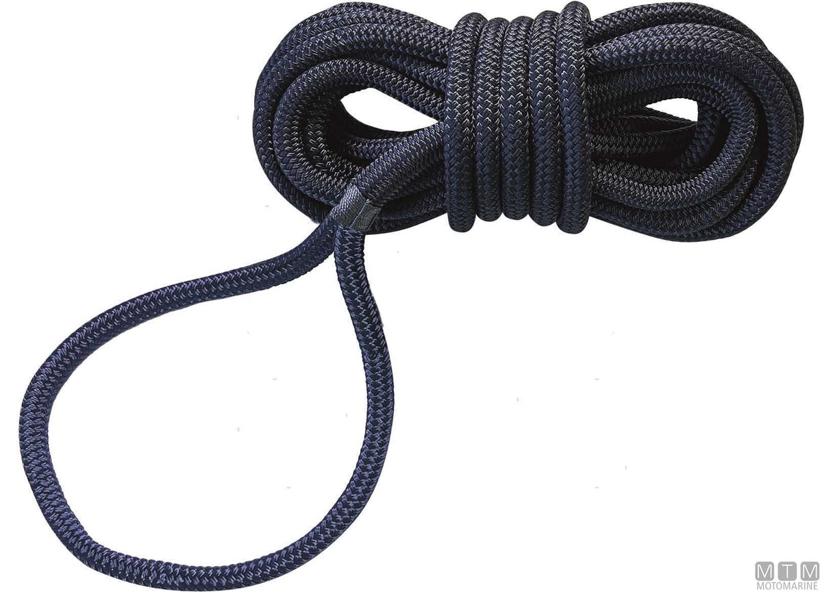Blue polyester mooring braid with spliced eye Ø10 mm, 6 m - original photo Motomarine Srl