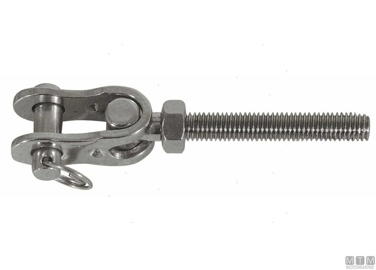 Left-hand thread articulated fork terminal M12 stainless steel 316 - original photo Motomarine Srl