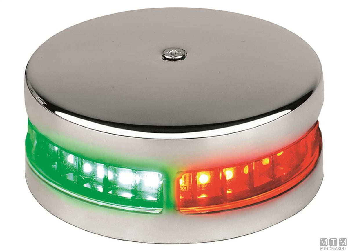 Pair of red and green UFO LED bow navigation lights in stainless steel - original photo Motomarine Srl