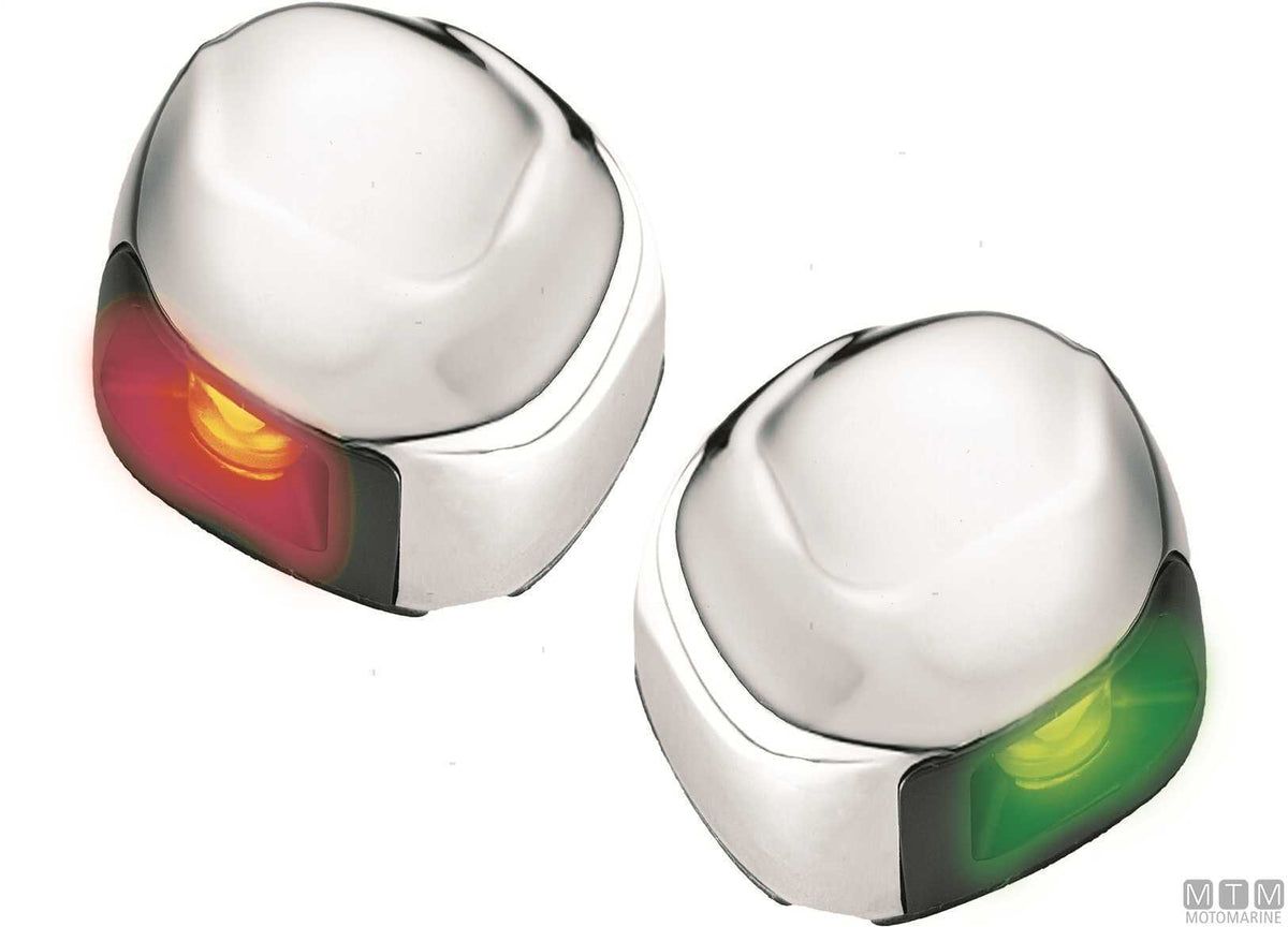 Pair of red and green LED side navigation lights in stainless steel - original photo Motomarine Srl