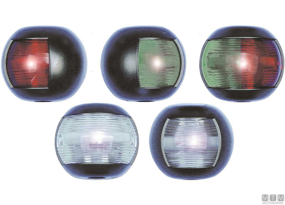 225° white bow navigation light LED half-dome black 70x63 mm - original photo Motomarine Srl
