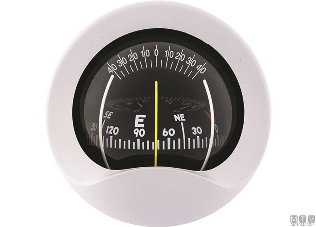 A-Nautic C9 bulkhead compass, white, Ø85 mm rose - original photo Motomarine Srl