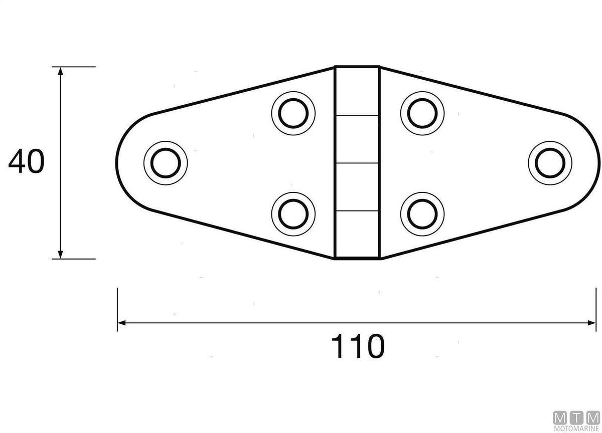 Wing hinge 40x110 mm in white plastic - original photo Motomarine Srl