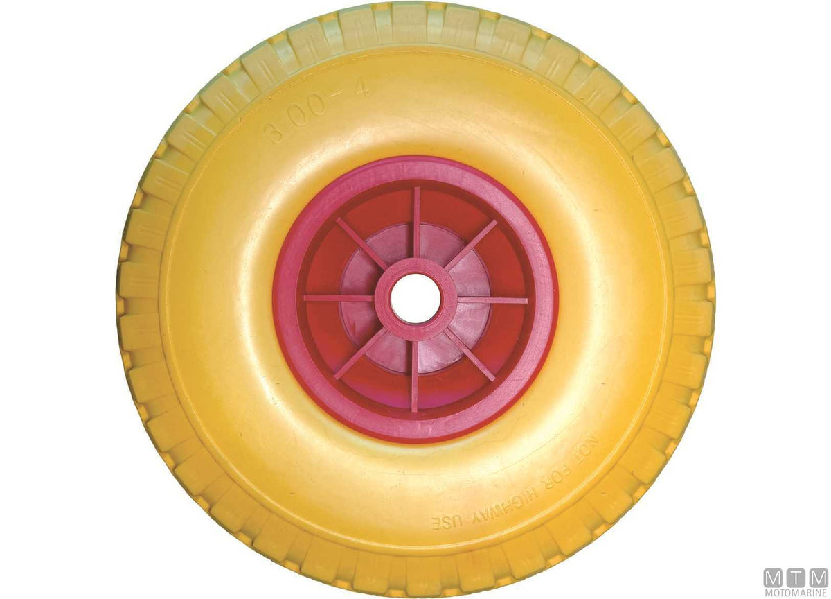 Solid puncture-proof wheel for trolleys, Ø260 mm, Ø20 mm bore, black - original photo Motomarine Srl