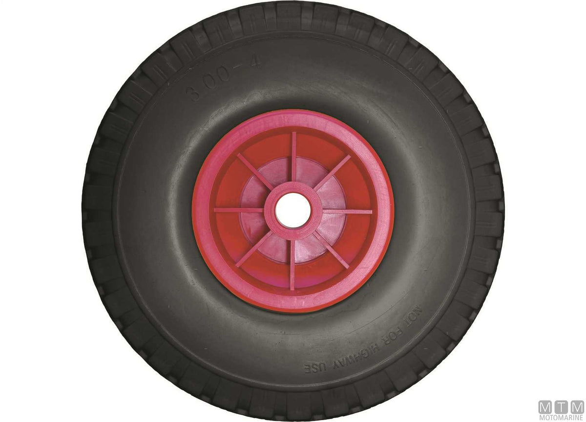 Solid puncture-proof wheel for trolleys, Ø260 mm, Ø20 mm bore, black - original photo Motomarine Srl