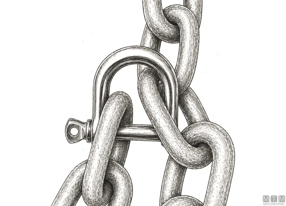 Wide shackle Ø6 mm AISI 316 stainless steel - original photo Motomarine Srl