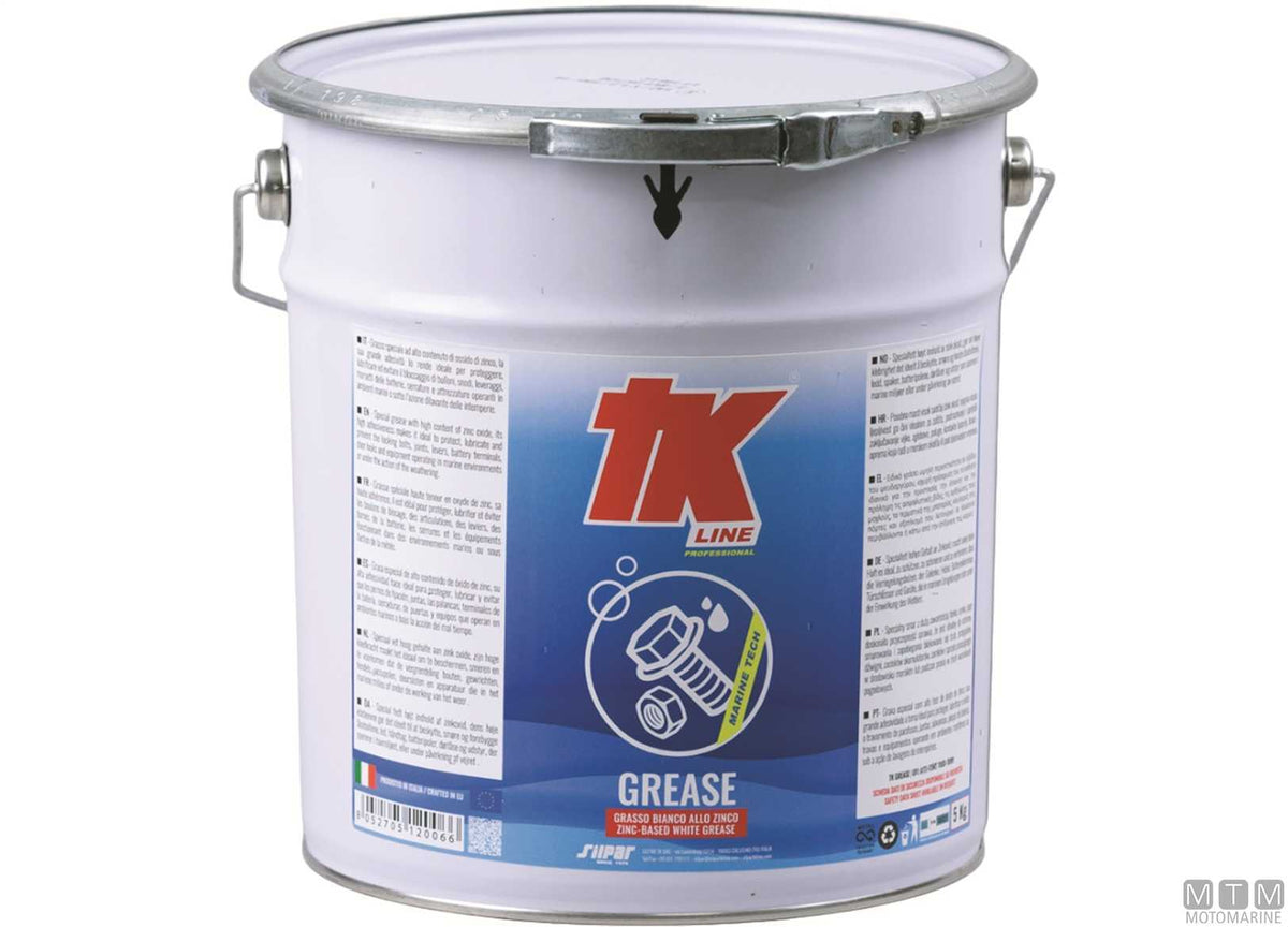 TK white zinc grease bucket 5 l - original photo Motomarine Srl