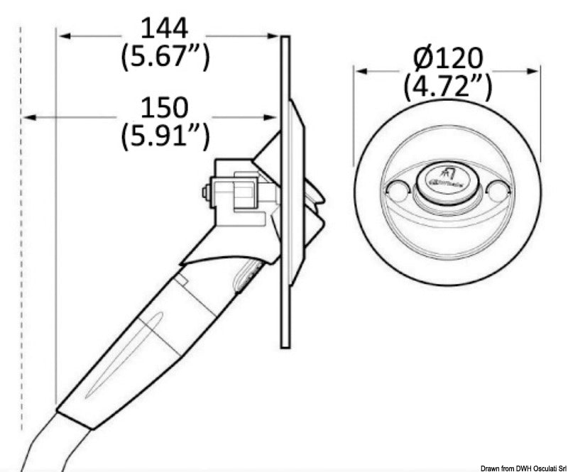 WHALE Twist® Mk2 deck shower black 150x120 mm - foto originale Osculati Srl