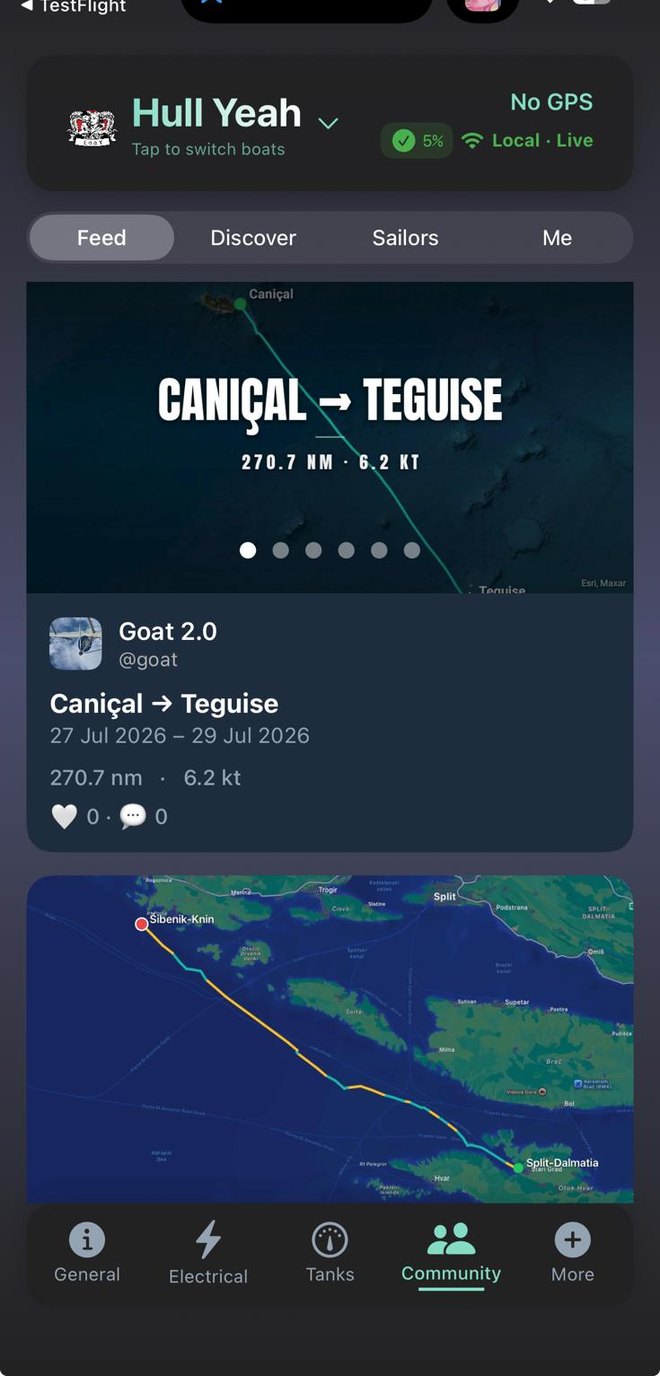 Communityfeed met de tochtkaart Caniçal Teguise